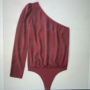 NWT A&F one shoulder bodysuit in burgundy